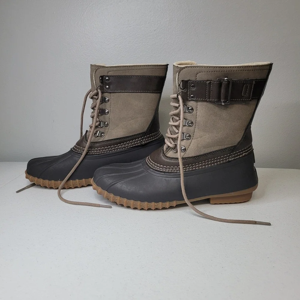 Esprit Cove Womens Duck Boots Brown Tan Faux Fur Lined Winter NETAUG16 Size‎ 8.5